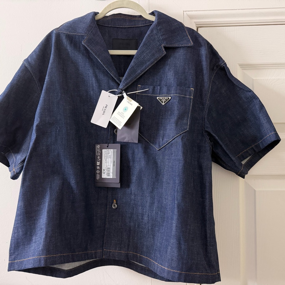 Prada Men's Dark Blue selvedge denim shirt